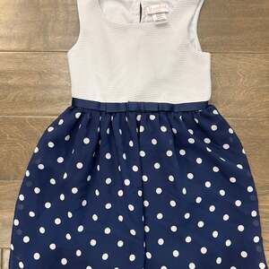 Youngland Girls Navy Blue & White‎ Polka Dot Dress